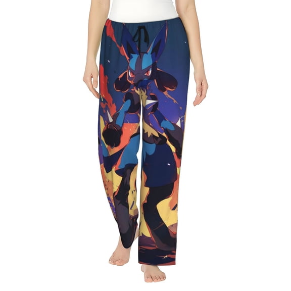 Lucario Women's Pajama Pants Ultra Soft Comfy Sleep Lounge Pants Cartoon Print Lightweight Casual Bottoms Loungewear