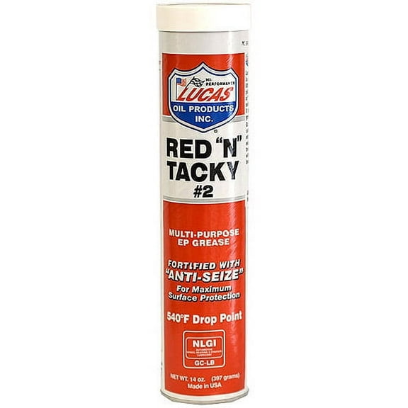 Lucas 10005 Multi-Purpose Red N Tacky EP Grease - 14 Ounce - Dimensions Height 9.31" Width 2.2" Length 2.2"