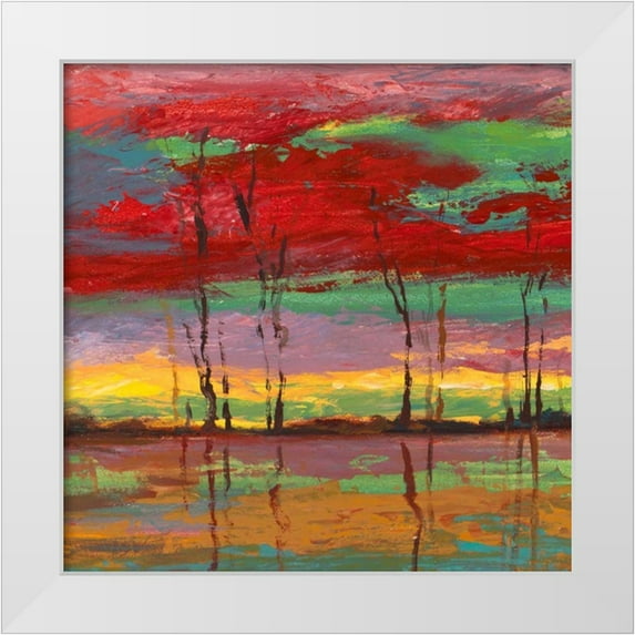 Lucas 12x12 White Modern Wood Framed Museum Art Print Titled - Tramonto sul bosco II