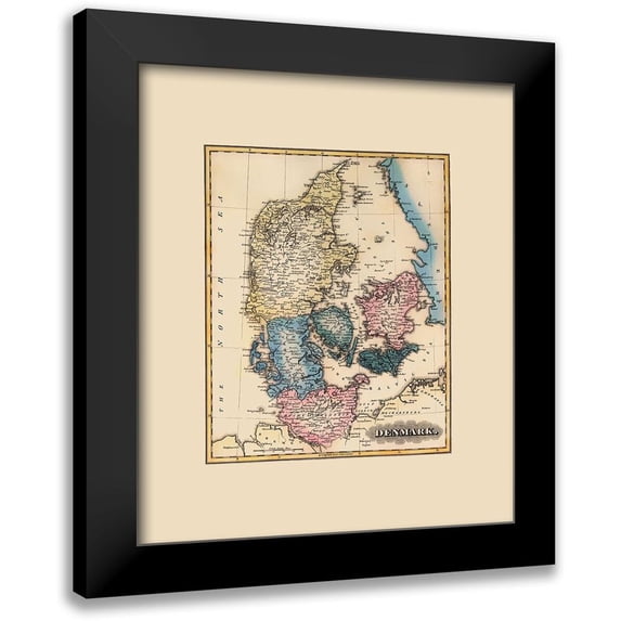 Lucas 12x14 Black Modern Framed Museum Art Print Titled - Scandinavia Denmark - Lucas 1823