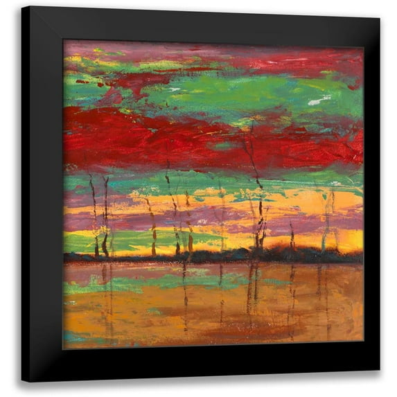 Lucas 15x15 Black Modern Framed Museum Art Print Titled - Tramonto sul bosco III