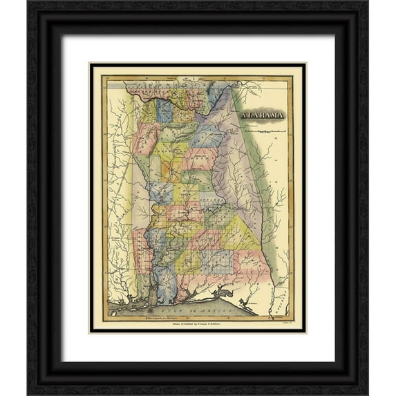 Lucas 15x18 Black Ornate Wood Framed with Double Matting Museum Art Print Titled - Alabama - Lucas 1823