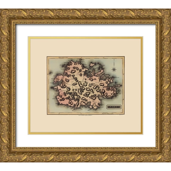 Lucas 23x20 Gold Ornate Wood Framed with Double Matting Museum Art Print Titled - Antigua - Lucas 1823