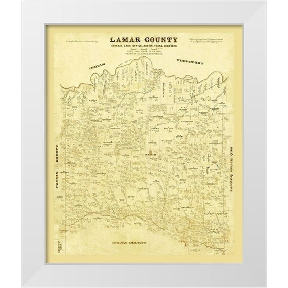 Lucas 26x31 White Modern Wood Framed Museum Art Print Titled - Lamar County Texas - Lucas 1873