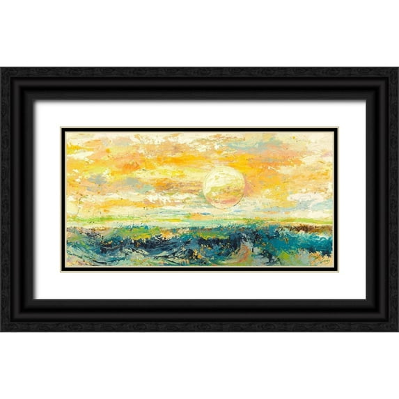 Lucas 32x18 Black Ornate Wood Framed with Double Matting Museum Art Print Titled - Onde della sera