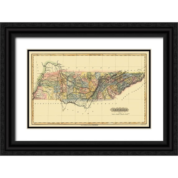 Lucas 32x22 Black Ornate Wood Framed with Double Matting Museum Art Print Titled - Tennessee - Lucas 1823