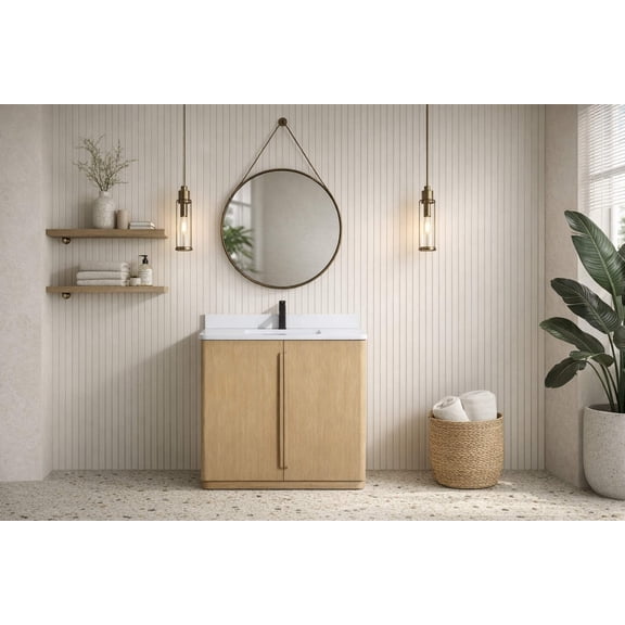 Lucas 36" Bathroom Vanity Washed Oak