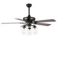 thumbnail image 1 of JONATHAN Y Lucas 52" 3-Light Rustic Industrial Iron/Wood/Seeded Glass Mobile-App/Remote-Controlled LED Ceiling Fan, Black/Clear, 1 of 13