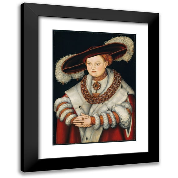 Lucas Cranach the Elder 18x24 Black Modern Framed Museum Art Print Titled - Portrait of Magdalena of Saxony, Wife of Elector Joachim II of Brandenburg (C. 1529)