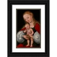 thumbnail image 1 of Lucas Cranach the Elder 11x14 Black Ornate Wood Framed Double Matted Museum Art Print Titled: Madonna and Child with Grapes (C. 1537), 1 of 5