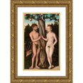 thumbnail image 1 of Lucas Cranach the Elder 11x14 Gold Ornate Wood Frame and Double Matted Museum Art Print Titled - Adam and Eve (1528), 1 of 4