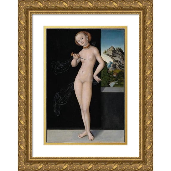 Lucas Cranach the Elder 11x14 Gold Ornate Wood Frame and Double Matted Museum Art Print Titled - Lucretia (1528)
