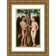 thumbnail image 1 of Lucas Cranach the Elder 13x18 Gold Ornate Wood Frame and Double Matted Museum Art Print Titled - Adam and Eve (1528), 1 of 4