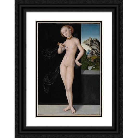 Lucas Cranach the Elder 14x18 Black Ornate Wood Framed Double Matted Museum Art Print Titled - Lucretia (1528)