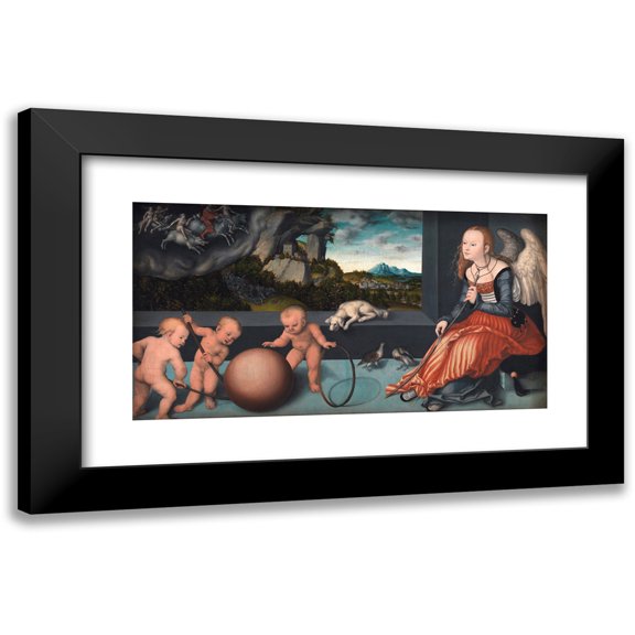 Lucas Cranach the Elder 14x9 Black Modern Framed Museum Art Print Titled - Melancholy (1532)