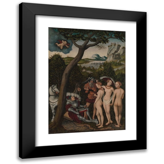 Lucas Cranach the Elder 18x24 Black Modern Framed Museum Art Print Titled - The Judgment of Paris (ca. 1528)