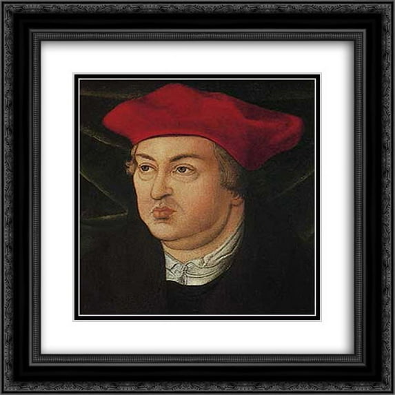 Lucas Cranach the Elder 2x Matted 20x22 Black Ornate Framed Art Print 'Albrecht Brandenburg'
