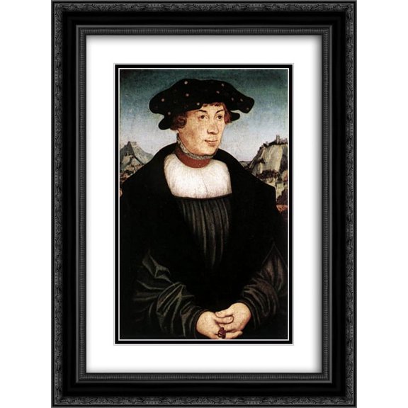 Lucas Cranach the Elder 2x Matted 20x24 Black Ornate Framed Art Print 'Hans Melber'