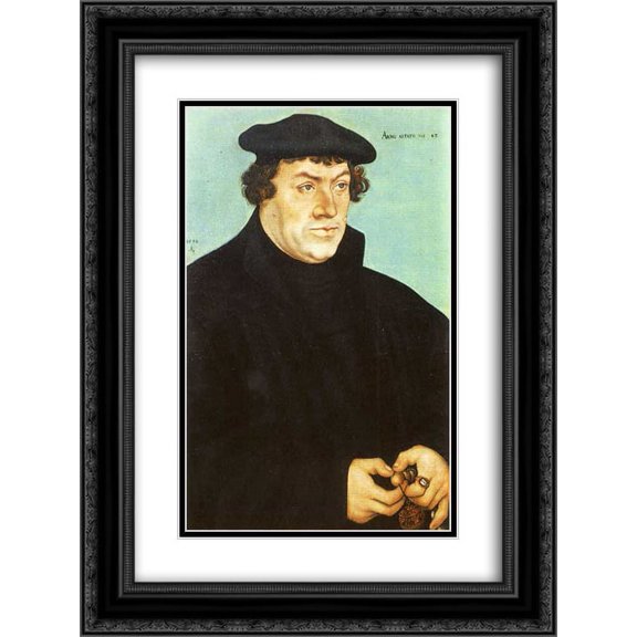 Lucas Cranach the Elder 2x Matted 20x24 Black Ornate Framed Art Print 'Johannes Bugenhagen'