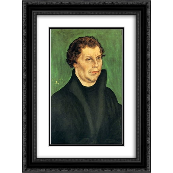 Lucas Cranach the Elder 2x Matted 20x24 Black Ornate Framed Art Print 'Martin Luther '