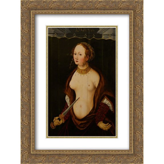 Lucas Cranach the Elder 2x Matted 20x24 Gold Ornate Framed Art Print 'Lucretia committing suicide.'
