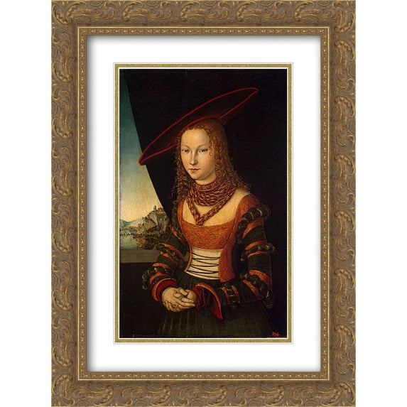 Lucas Cranach the Elder 2x Matted 20x24 Gold Ornate Framed Art Print 'Portrait of a Woman'