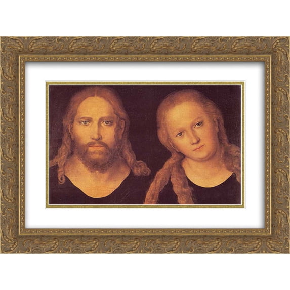 Lucas Cranach the Elder 2x Matted 24x18 Gold Ornate Framed Art Print 'Christ and Mary'