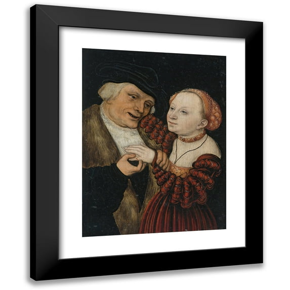 Lucas Cranach the Younger 15x18 Black Modern Framed Museum Art Print Titled - The Ill-Matched Lovers