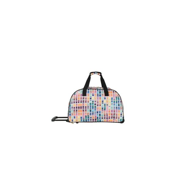 Lucas Designer Carry On Luggage Collection - Lightweight Pattern 22 Inch Duffel Bag- Weekender Overnight Business Travel Suitcase with 2- Rolling Spinner Wheels (SEA FORM) (CREAM)