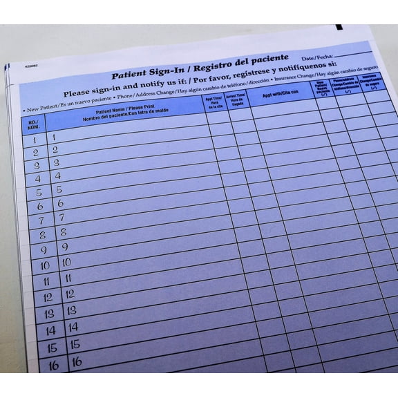Lucas Distribution Bilingual English/Spanish Patient Sign In Forms