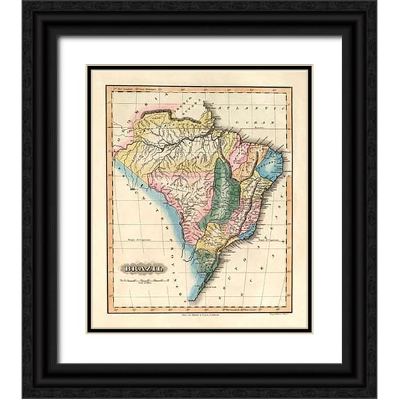 Lucas, Fielding 12x14 Black Ornate Wood Framed with Double Matting Museum Art Print Titled - Brazil, 1823