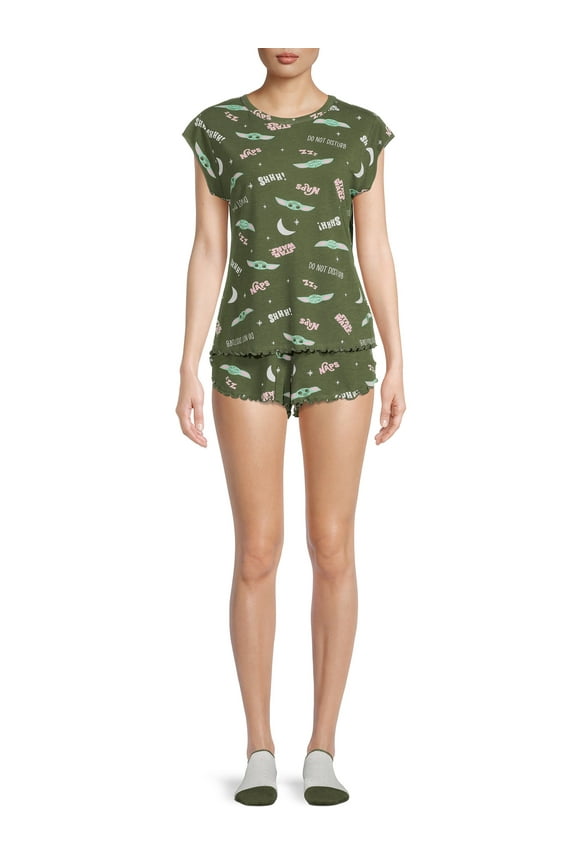 Lucas Film Women's and Women's Plus Star Wars The Child Top and Shorts Pajama Set, 3-Piece