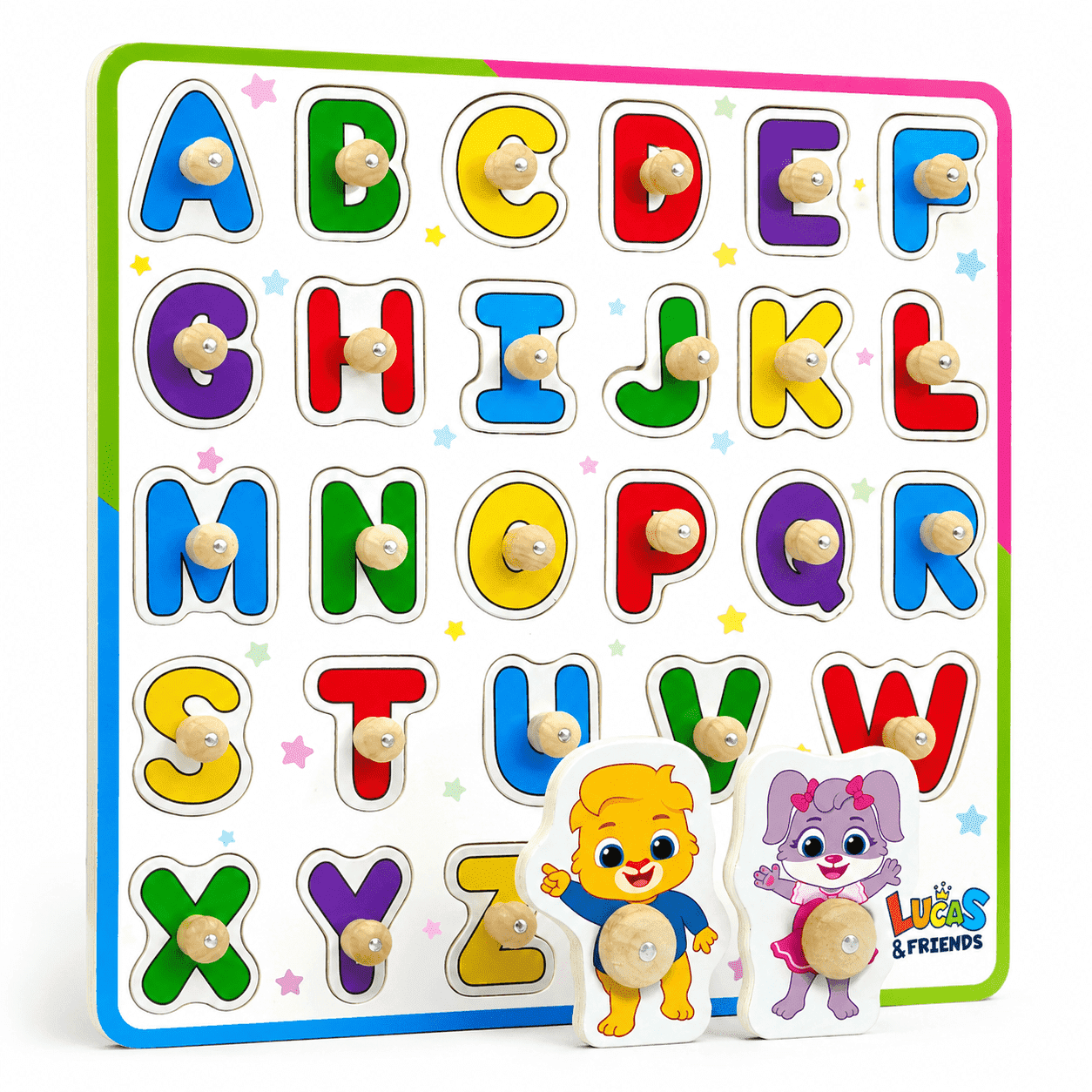 ABC Lucas & Friends ABC Puzzle for Toddlers, Wooden Alphabet Toy