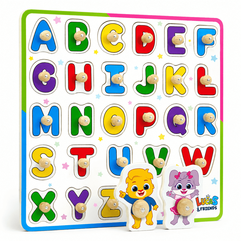 Lucas & Friends ABC Puzzle for Toddlers, Wooden Alphabet Toy