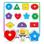 Lucas & Friends Wooden Shape Puzzle Board for Toddlers, Peg Puzzle Learning Toy for Kids Ages 3-5, Made of Wood