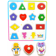 Lucas & Friends Wooden Shape Puzzle Board for Toddlers, Peg Puzzle Learning Toy for Kids Ages 3-5, Made of Wood