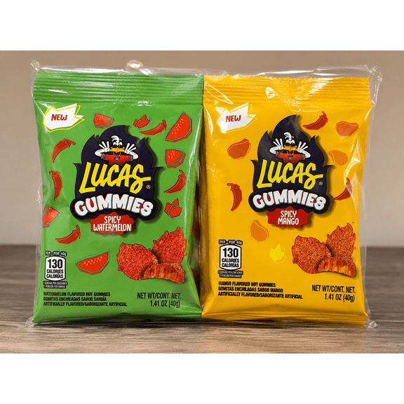 Lucas Gummies Spicy Watermelon & Mango Flavors, 2-Pack, 1.41 oz Each