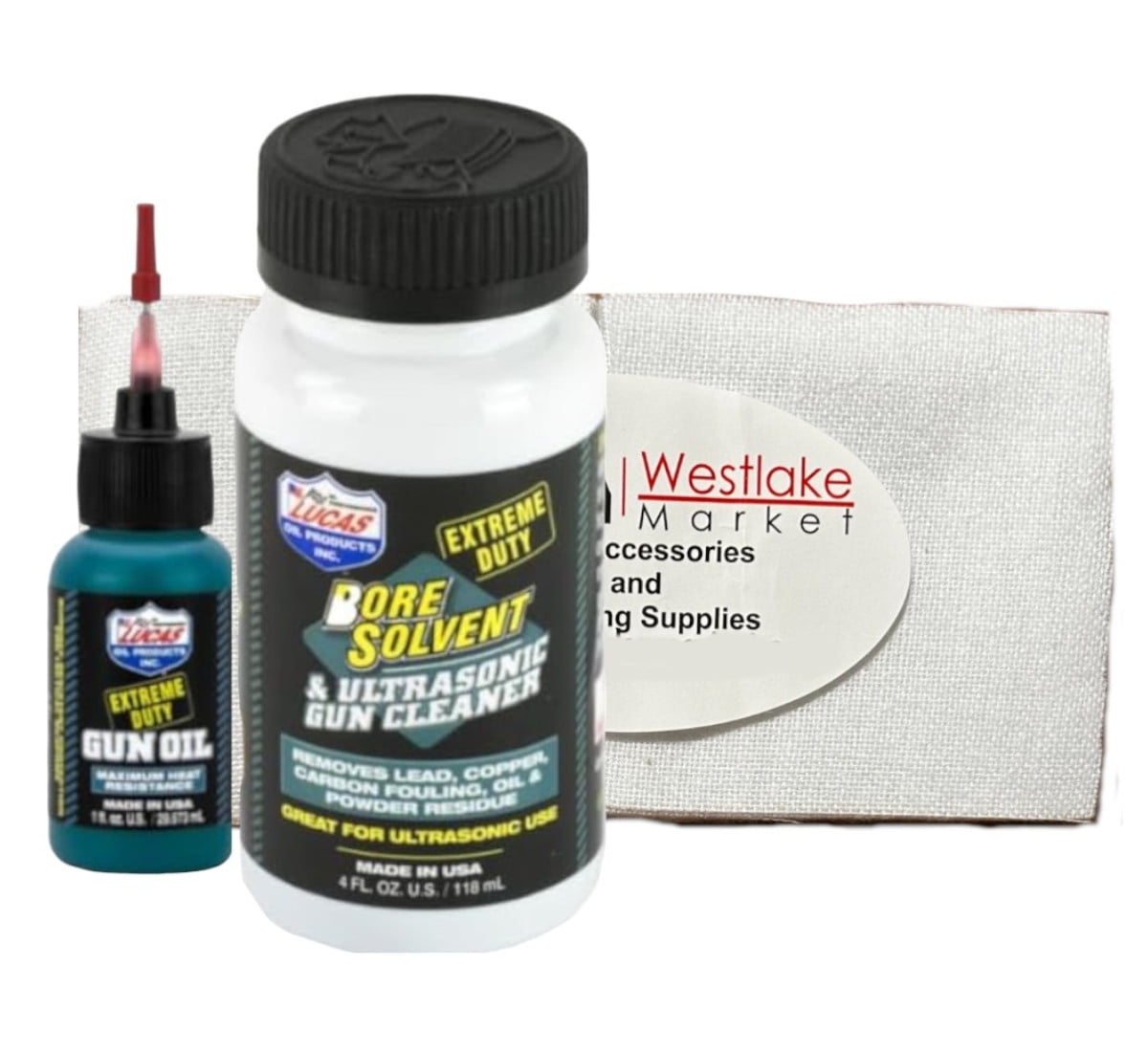 Cleaning Patches Kit and Lucas Gun Bore Cleaner and Extreme Duty Gun ...