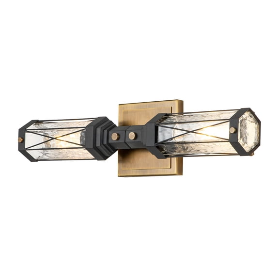 Lucas McKearn Abbey 2-light Metal Bath Vanity Light in Aged Brass/Black