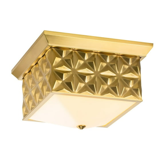 Lucas McKearn Alpha 14" 3-light Metal Flush Mount in Aged Brass