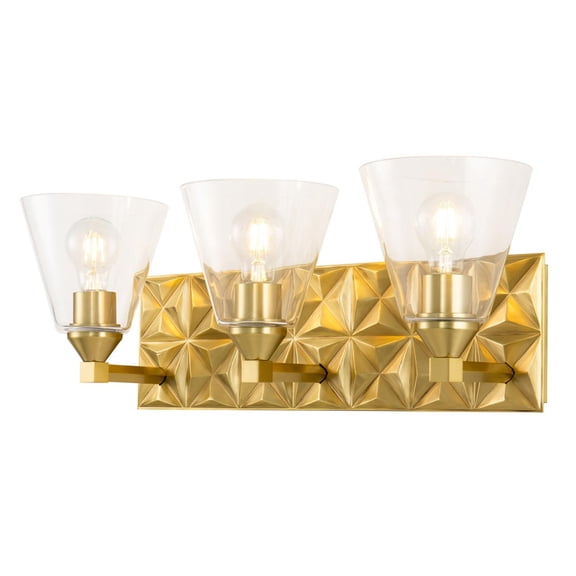 Lucas McKearn Alpha 3-light Metal Bath Vanity Light in Aged Brass