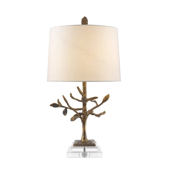 Lucas McKearn Audubon Metal Table Lamp with White Linen Shade in Gold Leaf