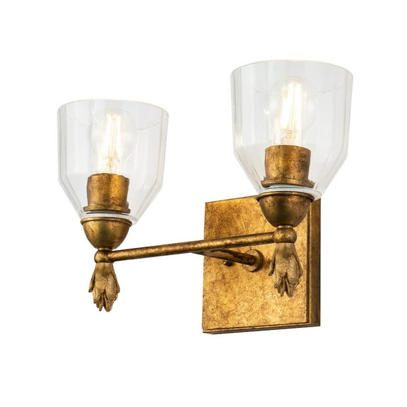 Lucas McKearn Felice 2-light Flame-shaped Bath Vanity Light in Distressed Gold
