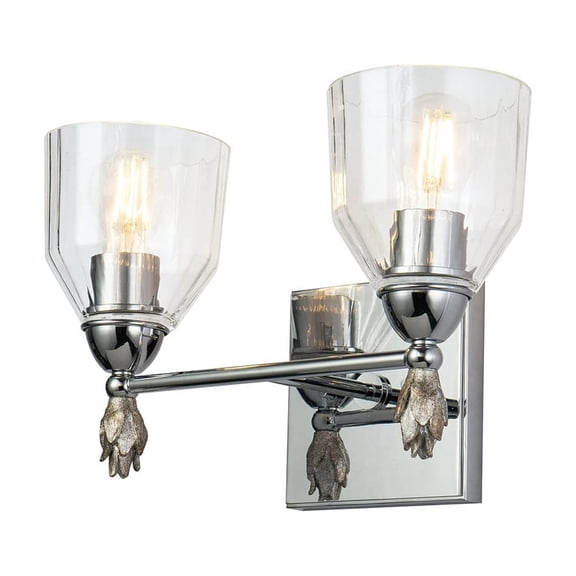 Lucas McKearn Felice 2-light Silver Flame-shaped Bath Vanity Light in Chrome