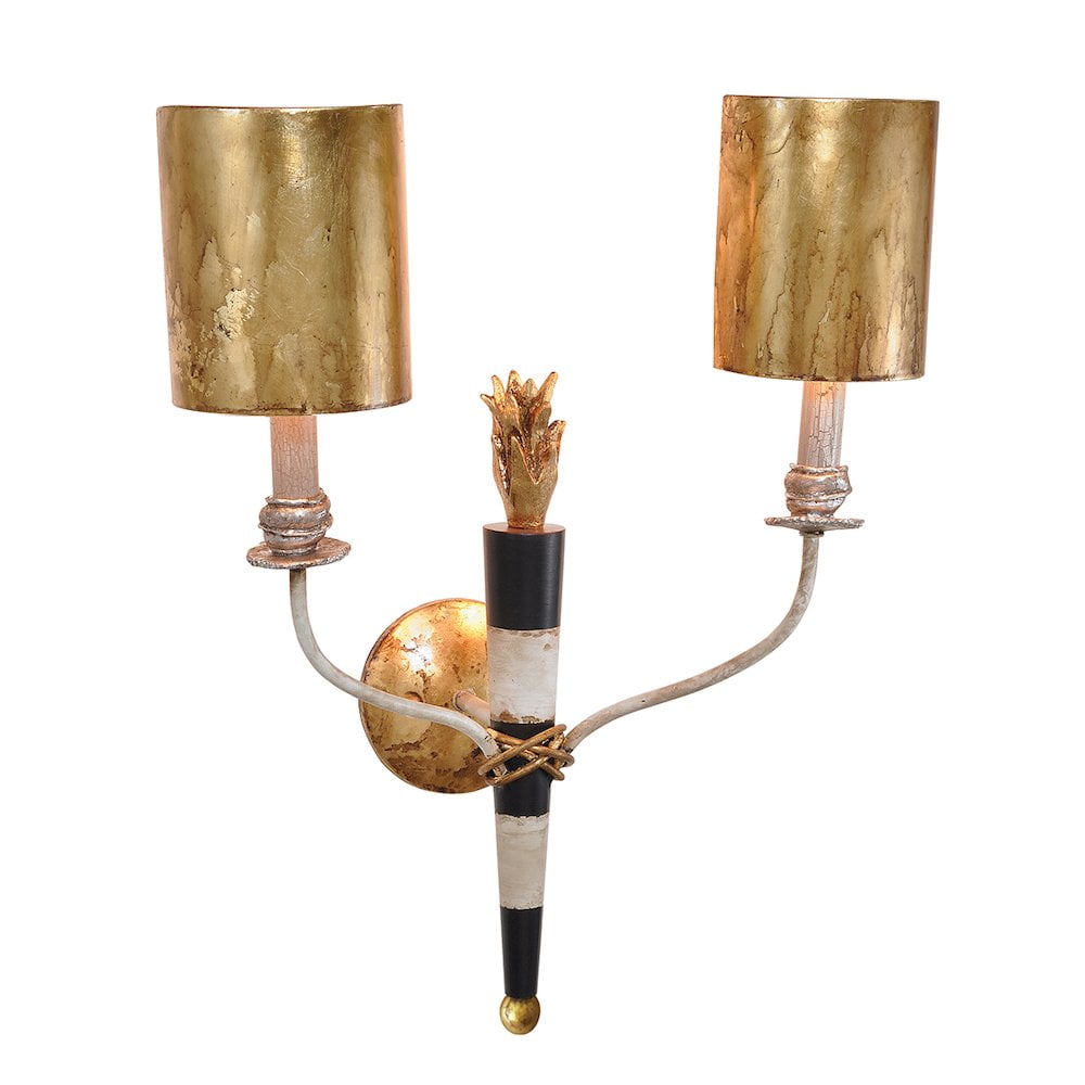 Audubon Black and Gold 2-Light Half-Shade Sconce