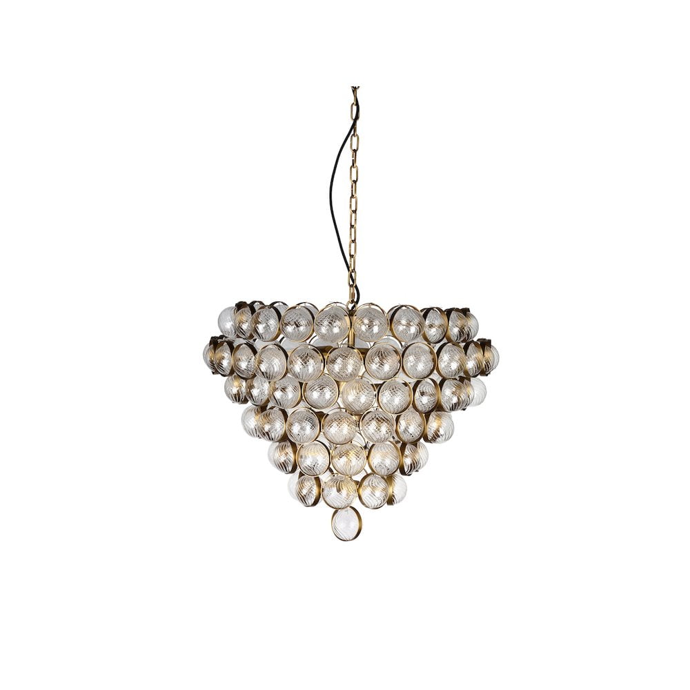 Elegant Aged Brass Bouquet 8-Light Chandelier with Etched Glass
