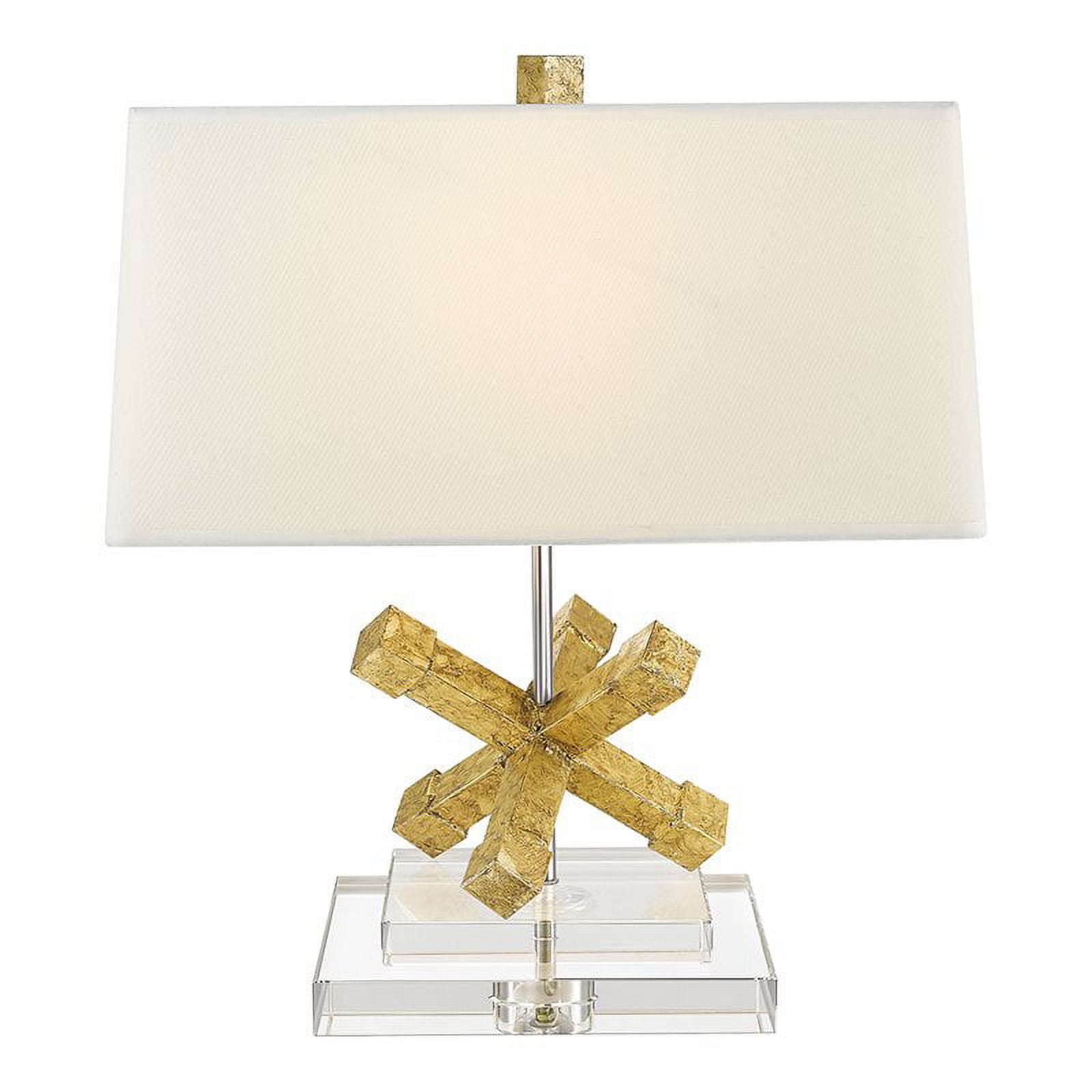 Distressed Gold and Chrome 18" Steel Shelf Lamp with Cream Linen Shade
