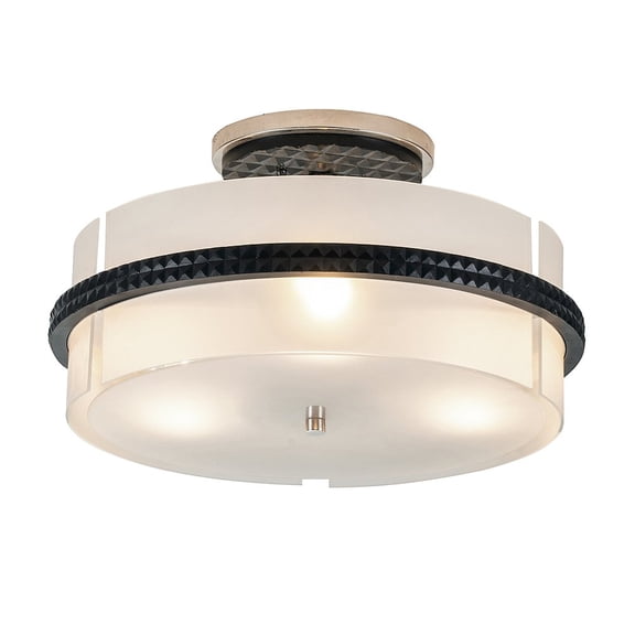 Lucas McKearn Mazant 3-light Metal Semi Flush Mount in Matte Black/Chrome