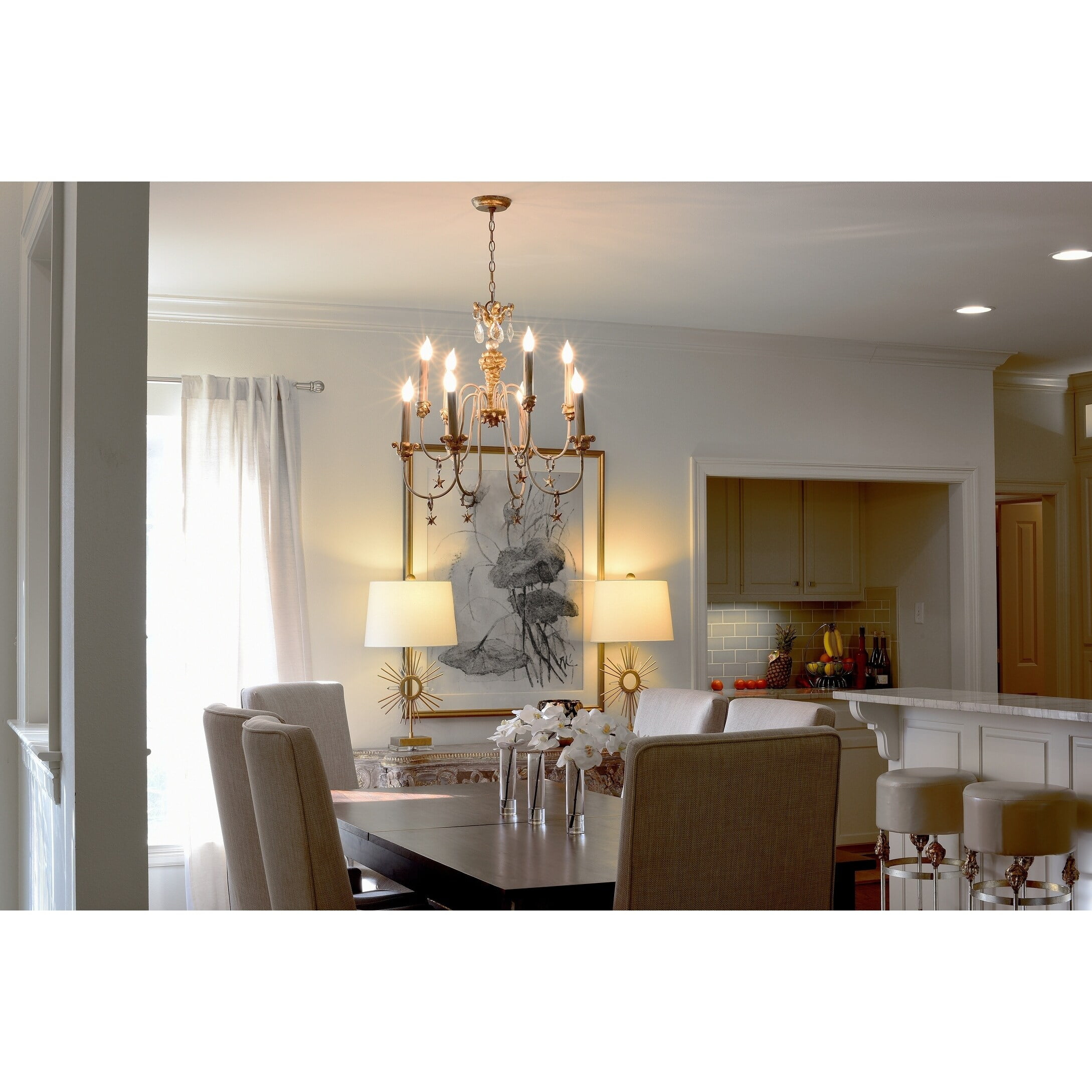 Elegant Mignon 8-Light Gold and Cream Crystal Chandelier