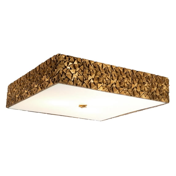 Lucas McKearn Mosaic 20" Square 3-light Transitional Metal Flush Mount in Gold